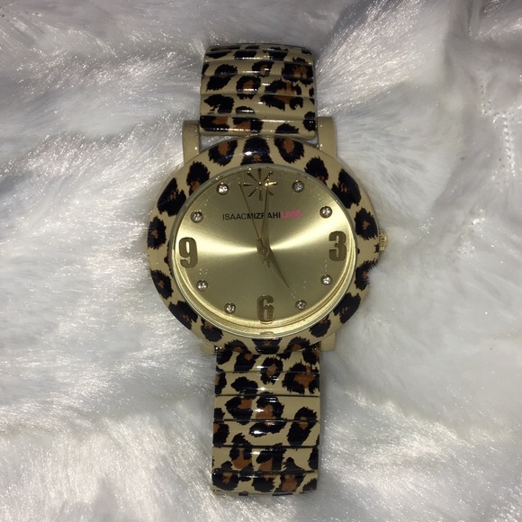 ISAAC MIZRAHI LEOPARD PRINT SHINY ENAMEL WATCH - Picture 6 of 8